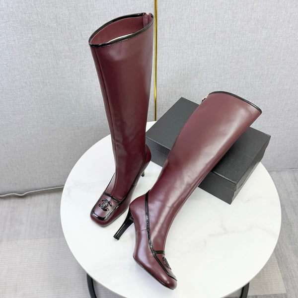 CC 26s Silhouette Long Boots Burgundy Black Sheepskin 972808