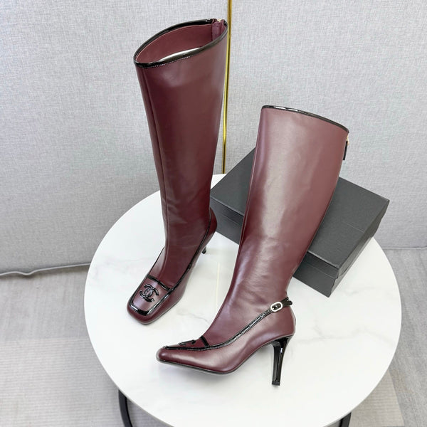 CC 26s Silhouette Long Boots Burgundy Black Sheepskin 972808