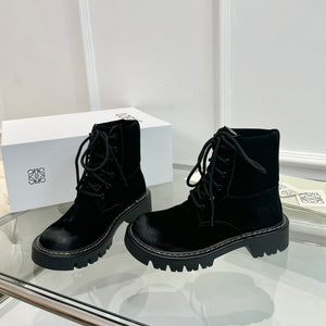 LW Sierra Combat Ankle Boots Black Suede 984780