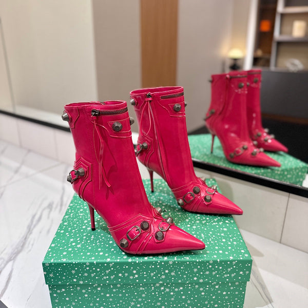 BLC Cagole Mid-Calf Boots 9.5cm Dark Pink Leather 985490