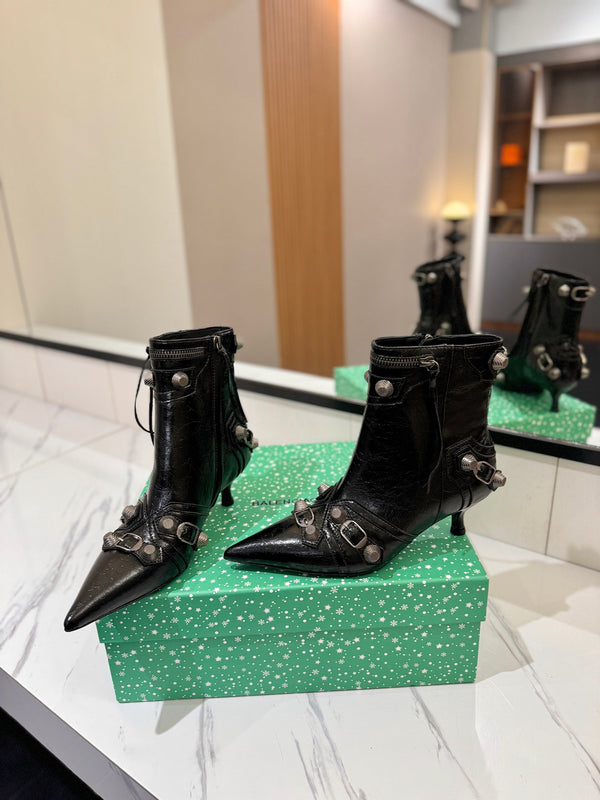 BLC Cagole Mid-Calf Boots 5cm Black Leather 985473