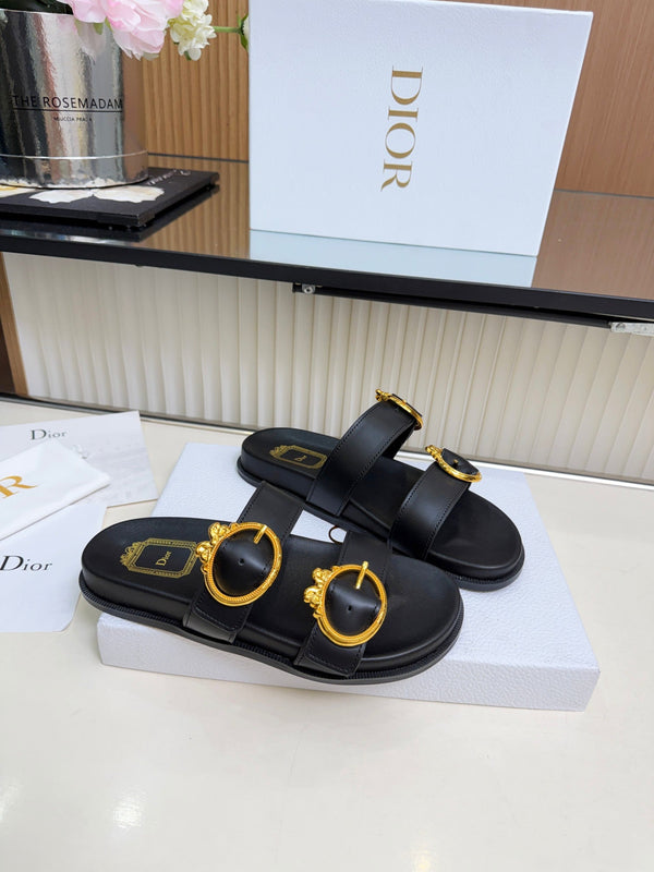 CD Médaillon Buckle Slide Black Leather 987051