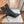 BM 26S Open-Toe Ankle Boots 9.5cm Gold Buttons Stiletto Dark Grey Suede 111322