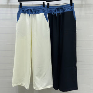 CC 26S Wide-Leg Trousers Denim Waistband Drawstring Polyester 433220