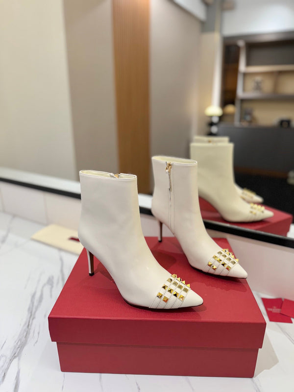 VLTN Garavani 26W Rockstud Ankle Boots 8cm Stiletto Leather 145163