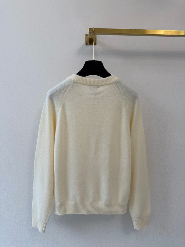 CC 26S Knit Cardigan Round Neck Gold Buttons Cream Alpaga 433644