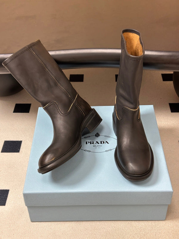 Prad S26 Deconstructed Ankle Boots Plain Smooth Leather 151276