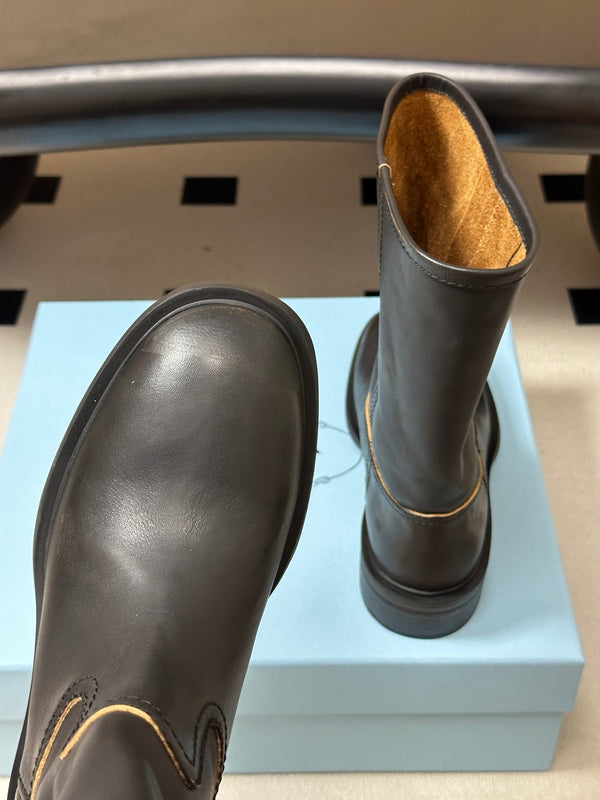 Prad S26 Deconstructed Ankle Boots Plain Smooth Leather 151276