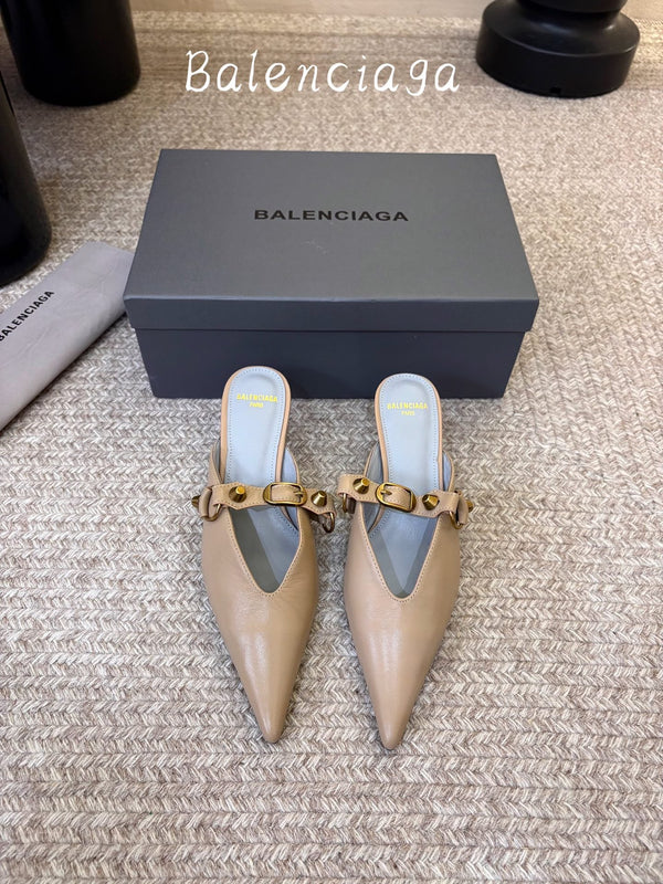 BLC Square Toe High Heeled Mules Sheepskin Leather 151380