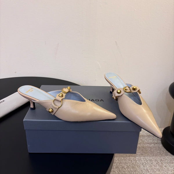 BLC Square Toe High Heeled Mules Sheepskin Leather 151380