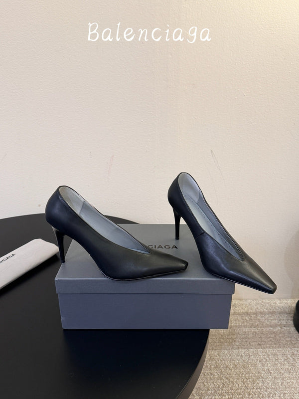 BLC Square Toe High Heels In Cowhide Leather 151383
