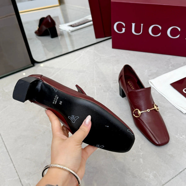 GG 26S Horsebit Loafers 6cm Block Heel Leather 157232