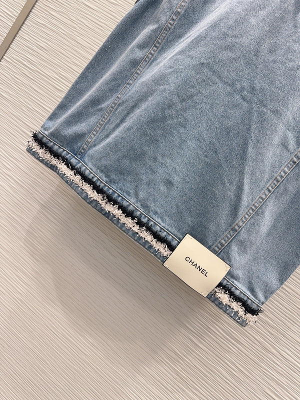 CC 26S Denim Vest Frayed Contrast Trim Gold Buttons Cotton 436527