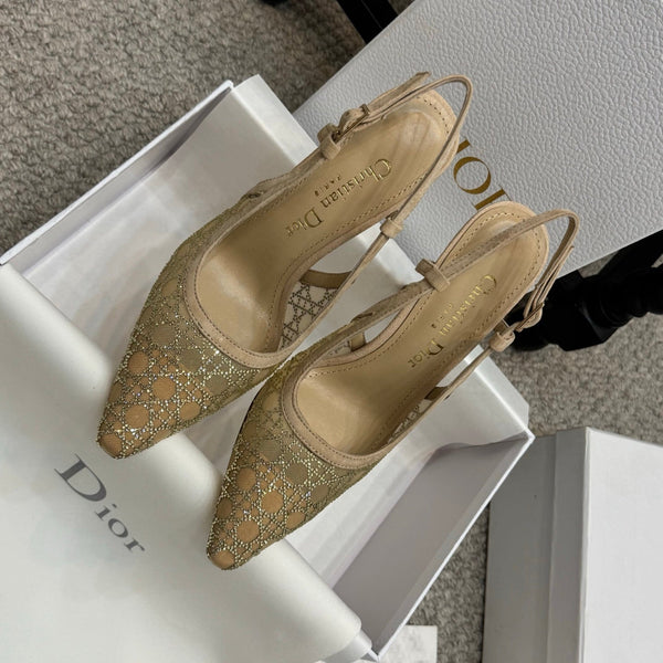 CD Rhinestone 10cm Slingback Sandals Mesh 157559