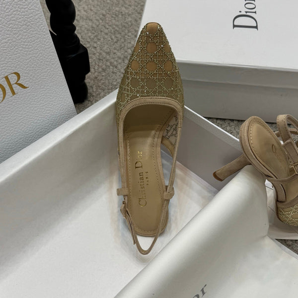 CD Rhinestone 10cm Slingback Sandals Mesh 157559