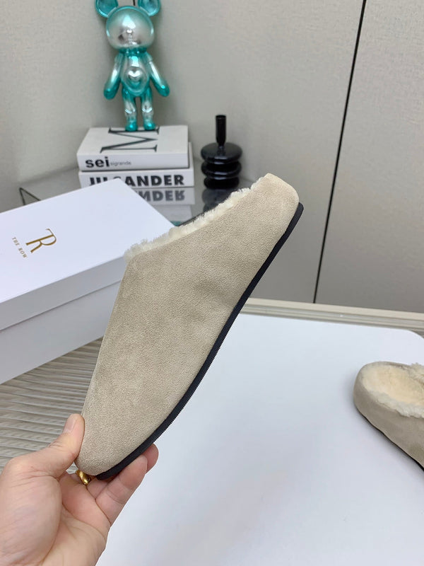 The Row 2026 Birkenstock Slippers Cow Suede Shearling 159435