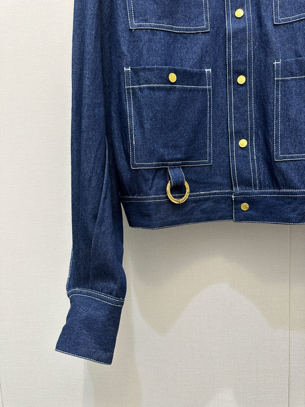 CE 26S Denim Shirt Triomphe Ring Pocket Dark Blue Cotton 437704