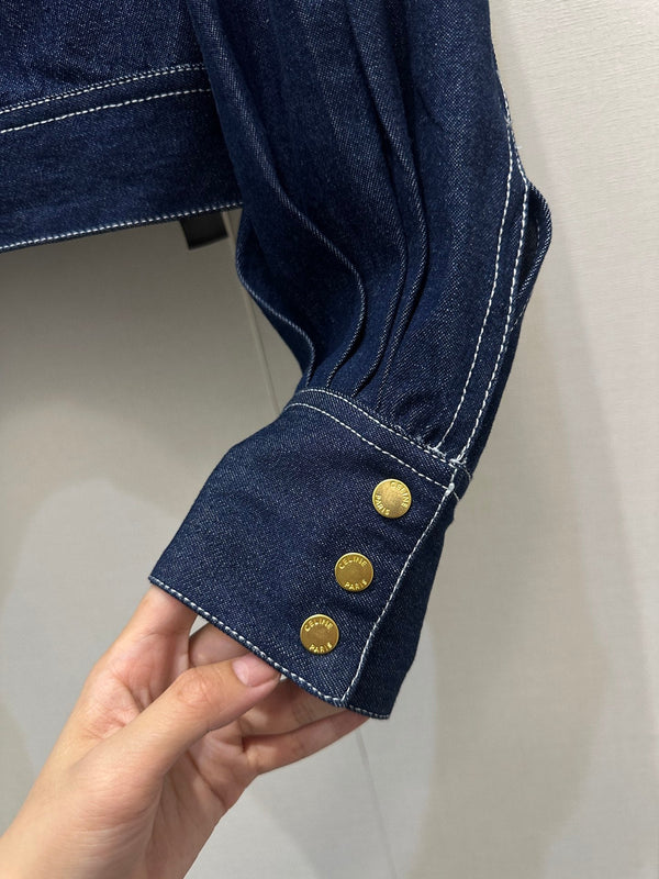 CE 26S Denim Shirt Triomphe Ring Pocket Dark Blue Cotton 437704