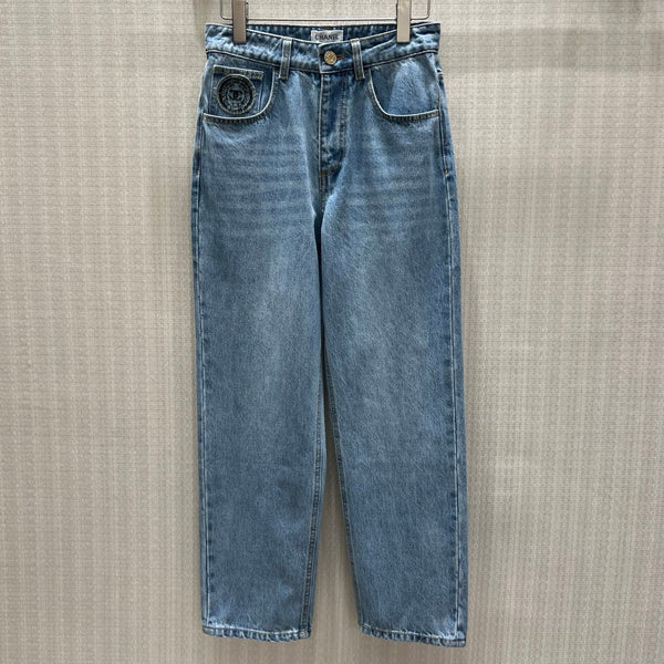CC 26S Straight-Leg Denim Jeans Embroidered Double Logo Pocket Cotton 437703