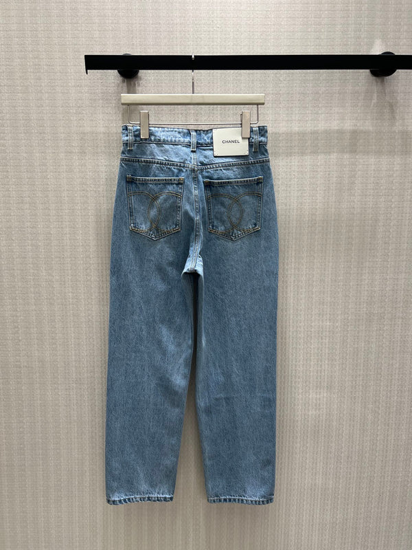 CC 26S Straight-Leg Denim Jeans Embroidered Double Logo Pocket Cotton 437703