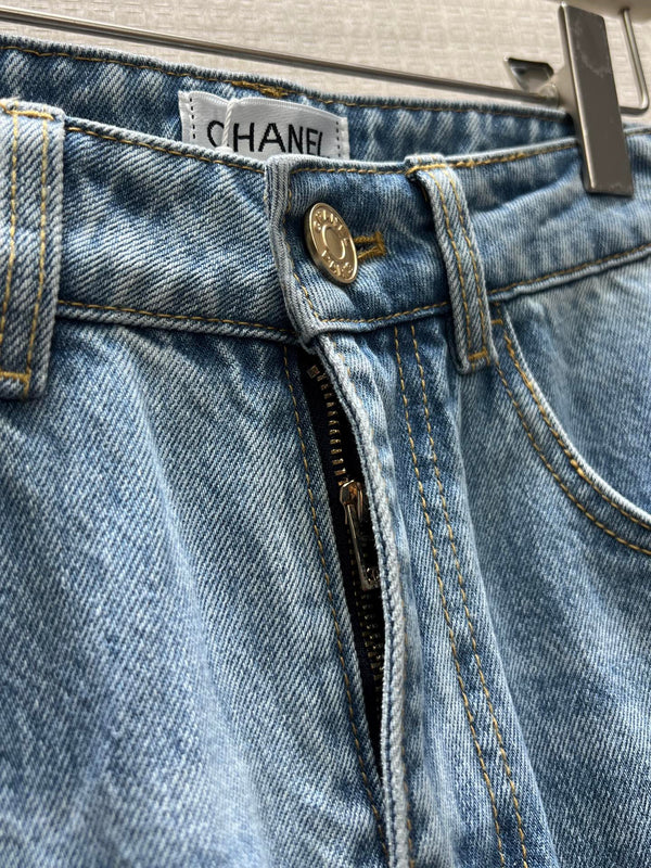 CC 26S Straight-Leg Denim Jeans Embroidered Double Logo Pocket Cotton 437703