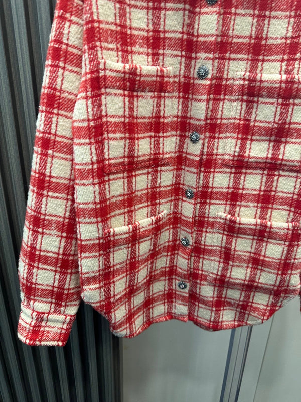 CC 26S Plaid Wool Shirt Red Ivory Wool 438344