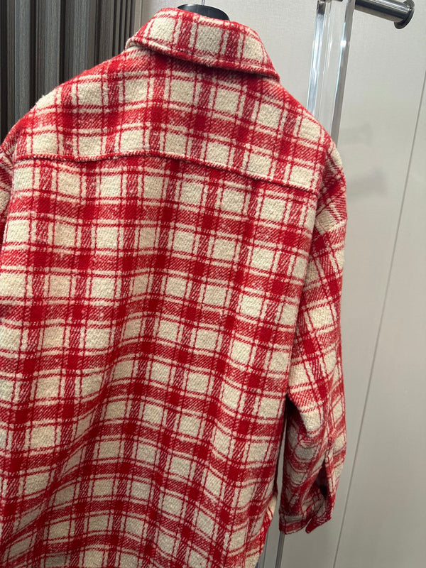 CC 26S Plaid Wool Shirt Red Ivory Wool 438344