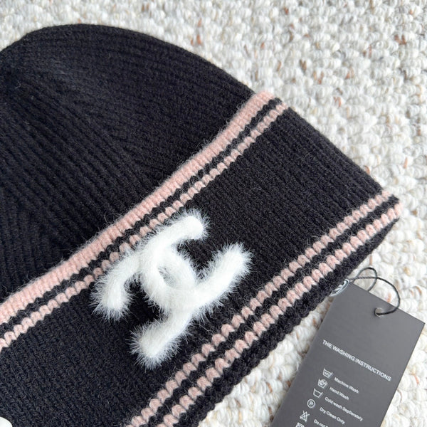 CC 26FW Ribbed Knit Beanie Double C Logo 517951