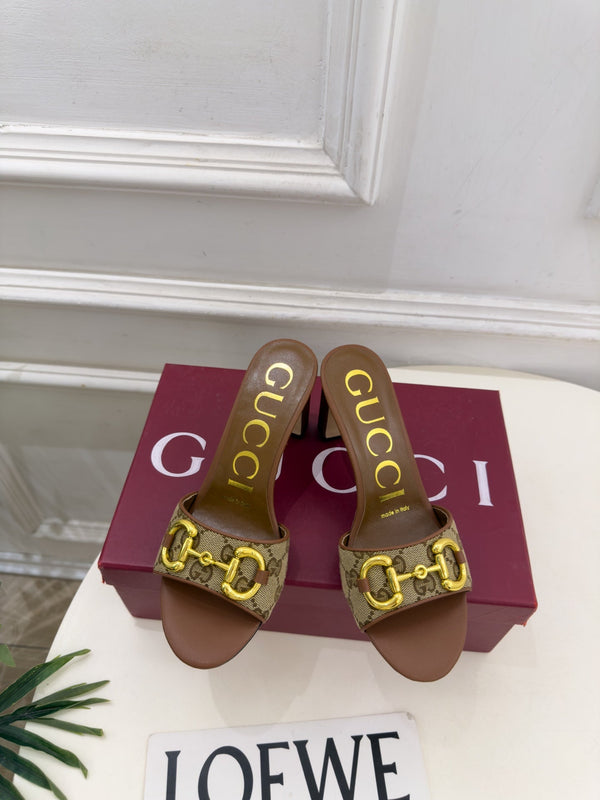 GG Horsebit High-Heel Slide Sandals 8cm Canvas 164956