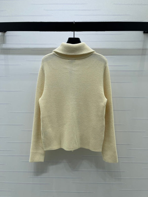 CC 26FW Ribbed-Knit Double-Zip Cardigan Gold-Tone Hardware Cashmere 274022
