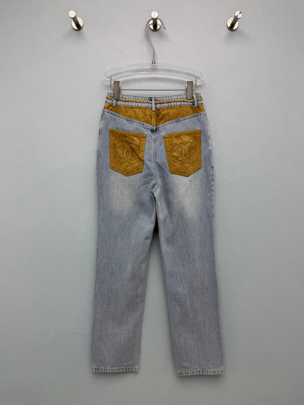 CC 26FW Straight-Leg Jeans Gold Pocket Detail Light Blue Cotton 439014