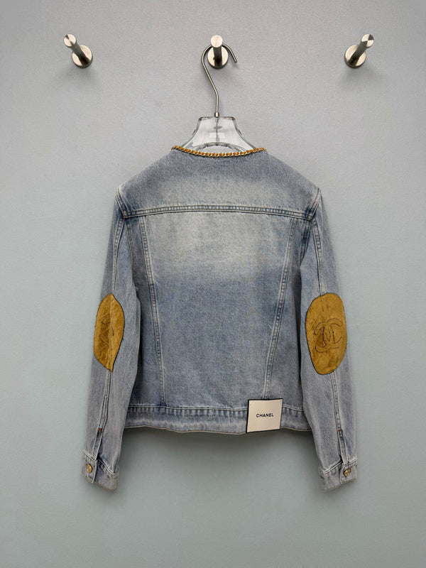 CC 26FW Denim Jacket Leather-Trimmed Blue Cotton 274250