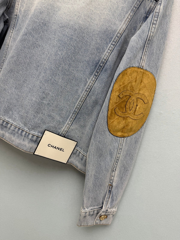 CC 26FW Denim Jacket Leather-Trimmed Blue Cotton 274250