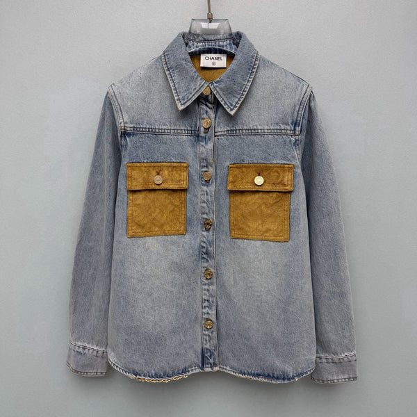 CC 26FW Denim Shirt Jacket -Trimmed Light Blue Cotton 274256