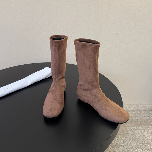 TR 2026 Booties Stretch Square-Toe 2cm Wedge Sheepskin