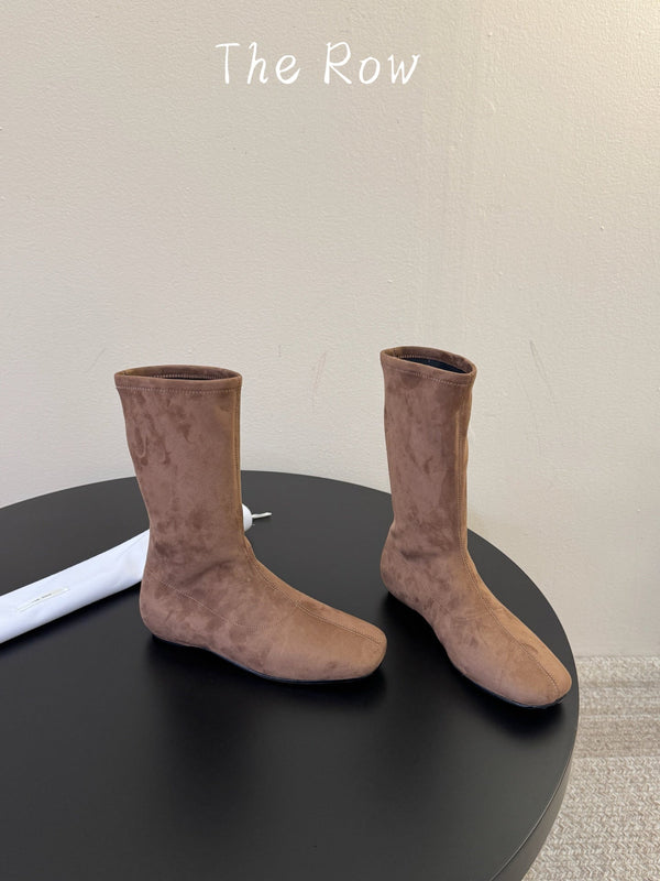 TR 2026 Booties Stretch Square-Toe 2cm Wedge Sheepskin