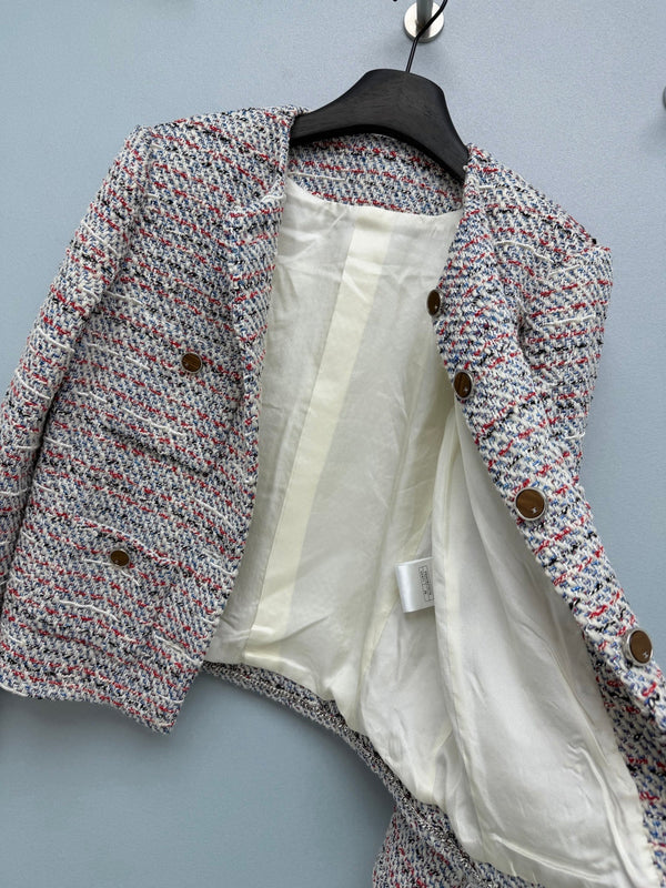 CC 26FW Tweed Jacket White Blue Red Cotton 274314