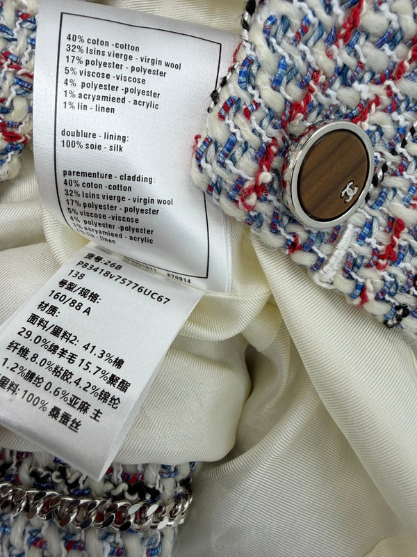 CC 26FW Tweed Jacket White Blue Red Cotton 274314