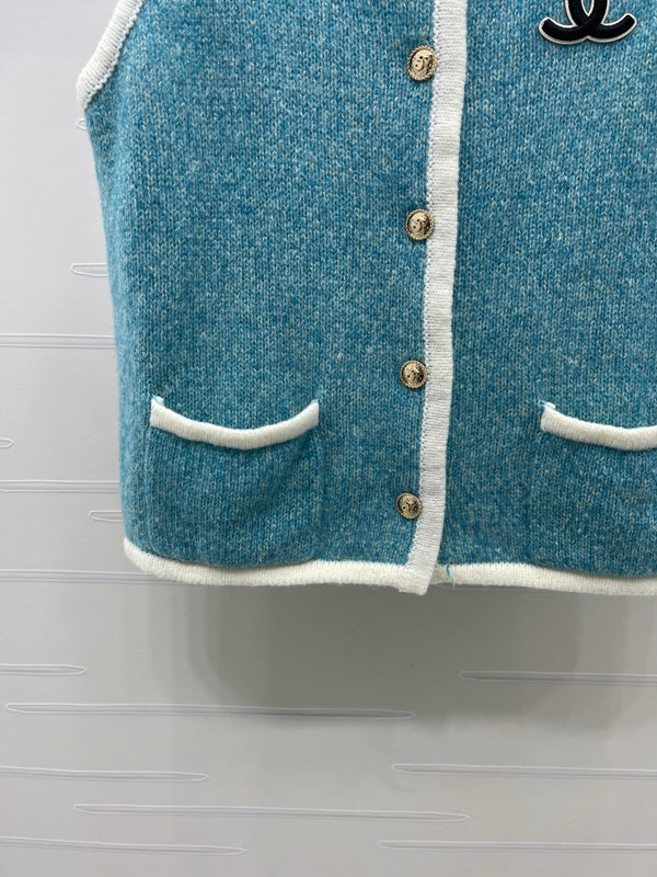 CC 26FW Style Sleeveless Vest Turquoise Wool 439481