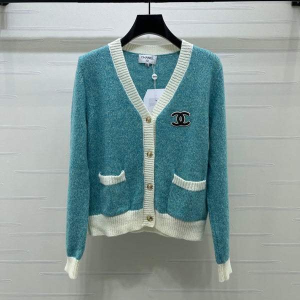 CC 26FW V-Neck Knit Cardigan Turquoise Wool 439837