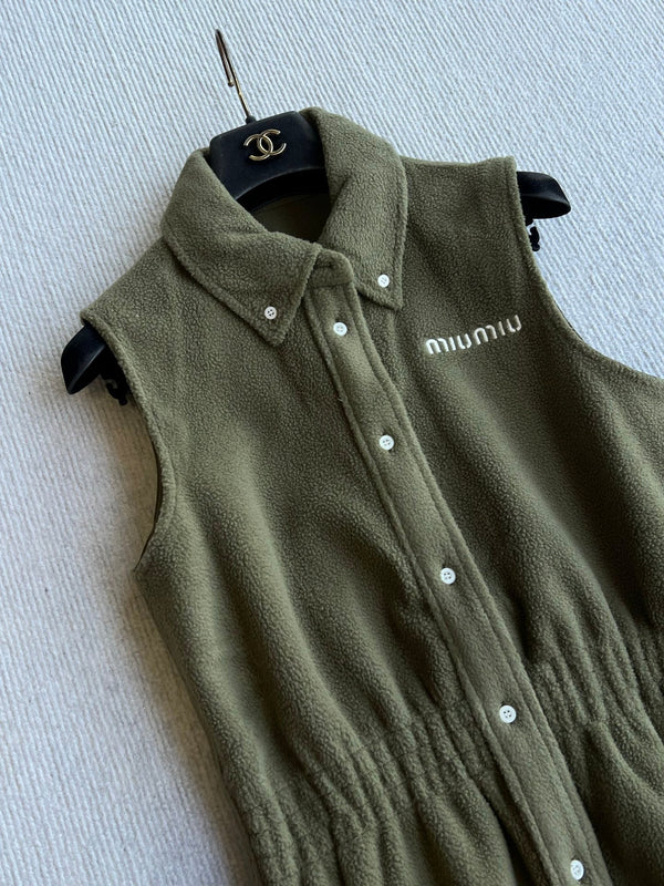 Miu 26FW Sleeveless Fleece Mini Dress Polyester 439718
