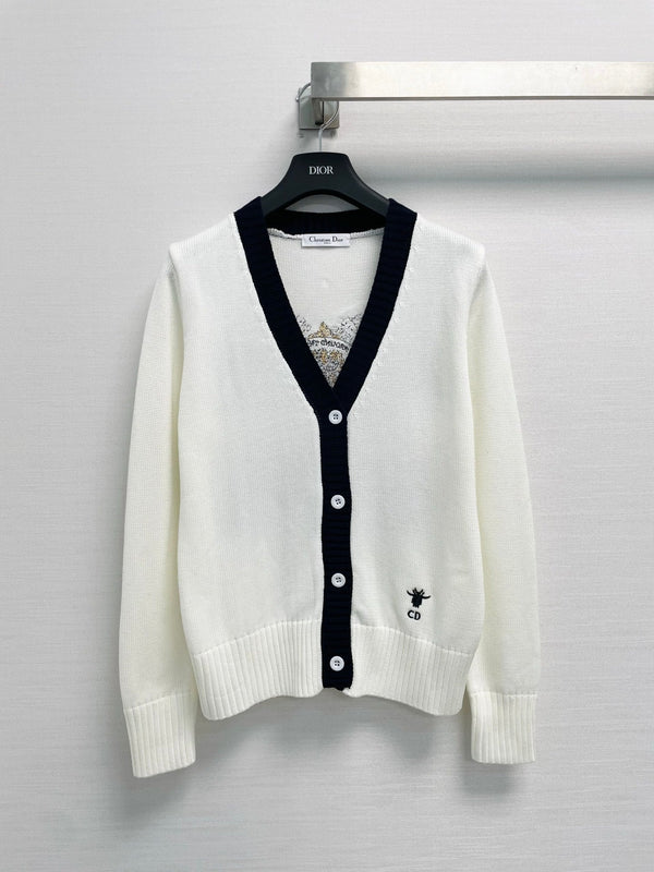 CD 26FW V-Neck Logo-Embroidered Knit Cardigan Wool 440378