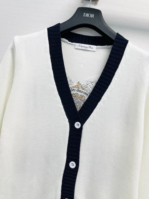 CD 26FW V-Neck Logo-Embroidered Knit Cardigan Wool 440378