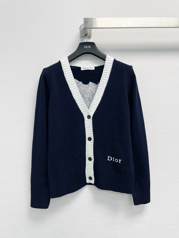 CD 26FW V-Neck Logo-Embroidered Knit Cardigan Wool 440377
