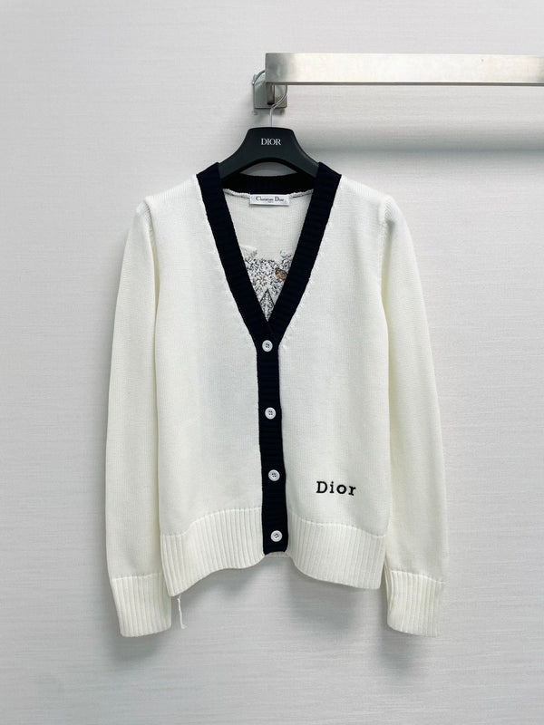 CD 26FW V-Neck Logo-Embroidered Knit Cardigan Wool 440377