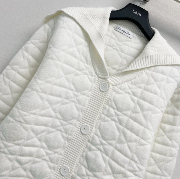 CD 26FW Cannage Knit Cardigan Ecru Wool 440342