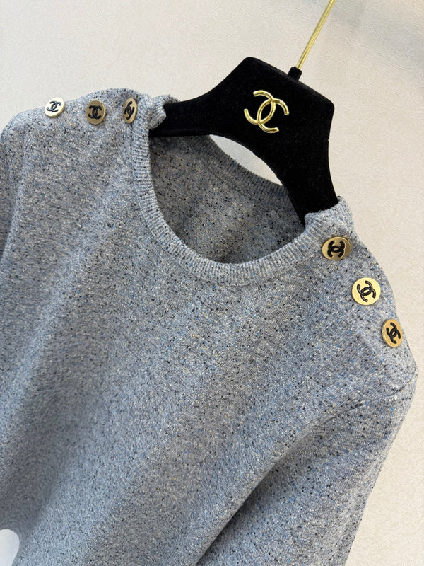 CC 26FW Shoulder Button Knit T-Shirt Gray Silk 440300