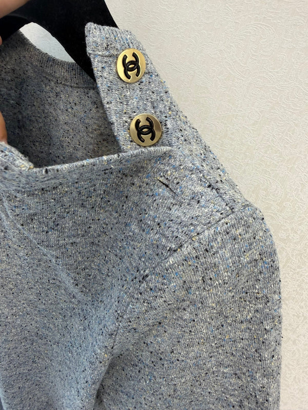 CC 26FW Shoulder Button Knit T-Shirt Gray Silk 440300