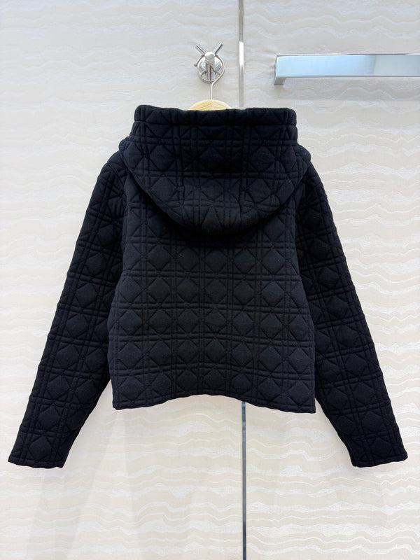 CD 26FW Hooded Zipped Macrocannage Jacket Black Wool 441043