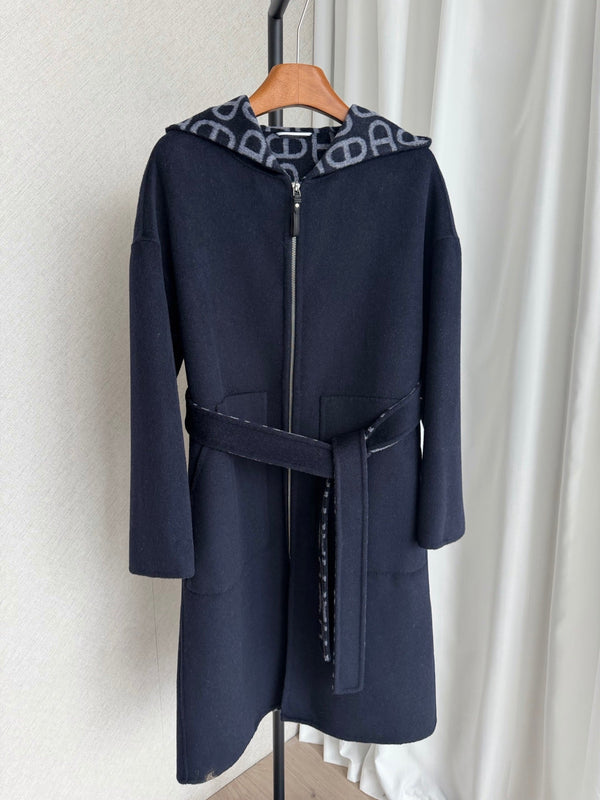 HM 26FW Hooded Coat Pig-Nose Detail Cashmere 440849